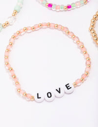 Pastel Peace & Love Friendship Beaded Bracelet 5-Pack - link has visual effect only