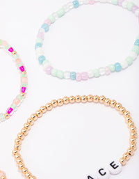 Pastel Peace & Love Friendship Beaded Bracelet 5-Pack - link has visual effect only