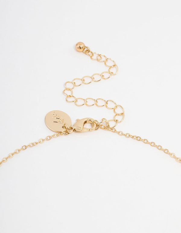 Gold Plated Cubic Zirconia Square Cross Necklace & Stud Earrings Set