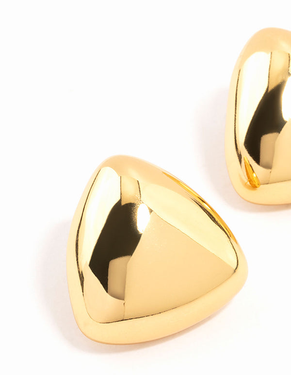 Waterproof Gold Plated Stainless Steel Puff Triangle Stud Earrings