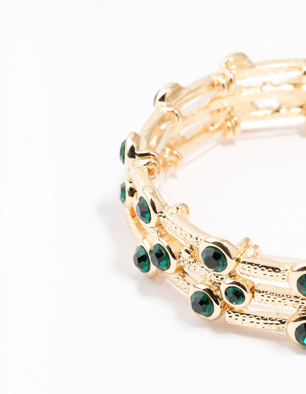 Gold Textured Diamante Bracelet