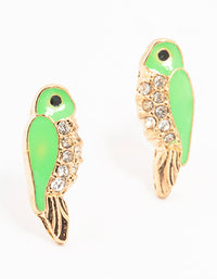 Green Gold Epoxy Parrot Stud Earrings - link has visual effect only