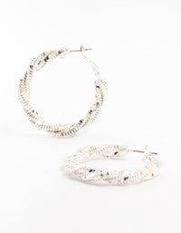 Silver Cut Diamante Twisted Hoop Earrings - link has visual effect only