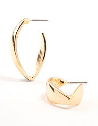 Gold Flat Morph Hoop Earrings - link has visual effect only