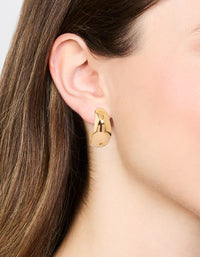 Hollow Wide Gold Hoop Earrings - link has visual effect only