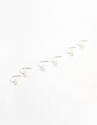 Graduating Silver Pearl Drop Huggie Earrings 3-Pack - link has visual effect only