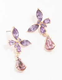 Rose Gold Diamante Purple Butterfly Drop Earrings - link has visual effect only