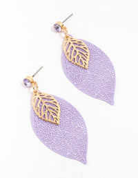 Gold Purple Diamante Filigree Leaf Drop Earrings - link has visual effect only