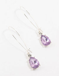 Silver Purple Diamante Drop Earrings - link has visual effect only