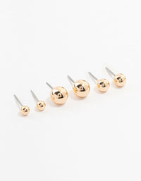 Gold Sphere Stud Earrings 3-Pack - link has visual effect only