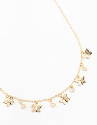 Gold Plated Diamante Butterfly Droplet Necklace - link has visual effect only