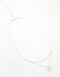 Silver Double Disc Layered Necklace - link has visual effect only