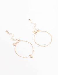 Rose Gold Puff Heart Bar Bracelets 2-Pack - link has visual effect only