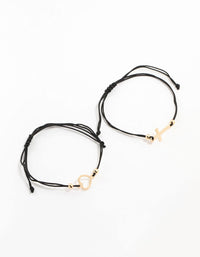 Heart & Cross Fabric Rope Bracelets 2-Pack - link has visual effect only