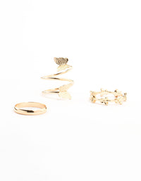 Gold Wrapped & Butterfly Rings 3-Pack - link has visual effect only