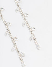 Silver Diamante Leaf Cup Chain Drop Earrings - link has visual effect only