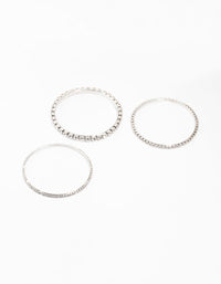 Diamante Silver Bangles 3-Pack - link has visual effect only