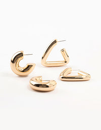 Gold Mixed Shape Hoop Earrings 2-Pack - link has visual effect only