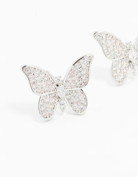 Silver Cubic Zirconia Butterfly Stud Earrings - link has visual effect only