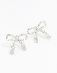 Silver Cubic Zirconia Bow Stud Earrings - link has visual effect only