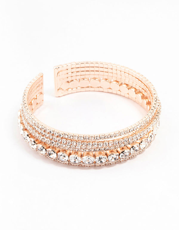 Rose Gold Diamante Layered Bracelet