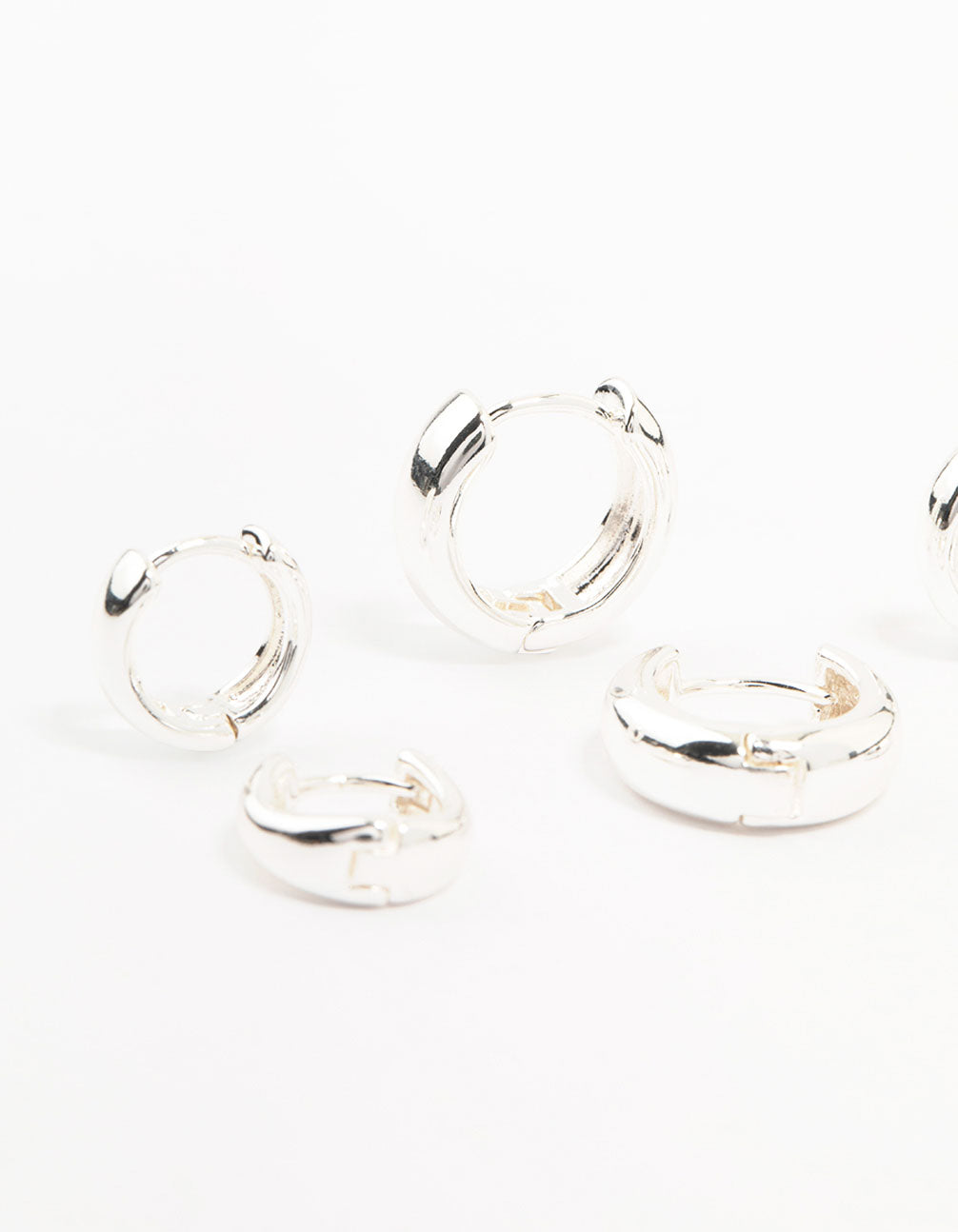 Silver Plated Brass  Graduating Hoop Earrings 3-Pack