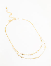 Gold Plated Brass Crystal Layered Necklace - link has visual effect only