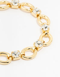 Gold Plated Brass Alternating Oval & Crystal Bracelet - link has visual effect only