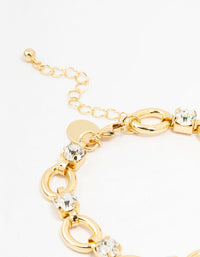 Gold Plated Brass Alternating Oval & Crystal Bracelet - link has visual effect only