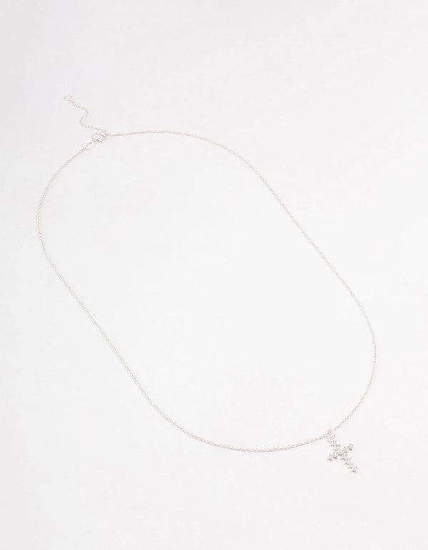 Sterling Silver Cubic Zirconia Cross Necklace