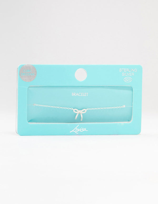 Sterling Silver Cubic Zirconia Bow Bracelet