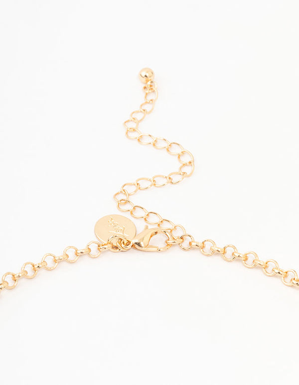 Gold Multiple Coins & Pearls Station Necklace