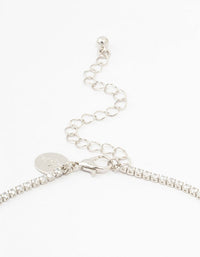 Silver Cubic Zirconia Round Stone & Bow Necklace - link has visual effect only
