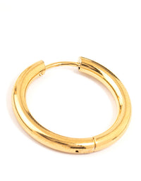 Waterproof Gold Plated Stainless Steel Clicker Hoop Earrings 24 MM - link has visual effect only