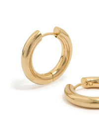 Waterproof Gold Plated Stainless Steel Thick Clicker Hoop Earrings 22 MM - link has visual effect only