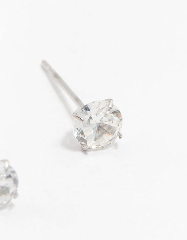 Waterproof Stainless Steel Cubic Zirconia Stud Earrings 5 MM
