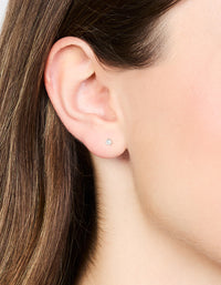 Waterproof Stainless Steel Cubic Zirconia Stud Earrings 3 MM - link has visual effect only