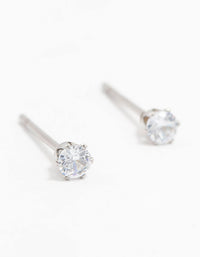 Waterproof Stainless Steel Cubic Zirconia Stud Earrings 3 MM - link has visual effect only