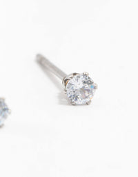 Waterproof Stainless Steel Cubic Zirconia Stud Earrings 3 MM - link has visual effect only