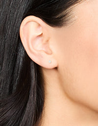 Waterproof Gold Plated Stainless Steel Cubic Zirconia Stud Earrings 3 MM - link has visual effect only