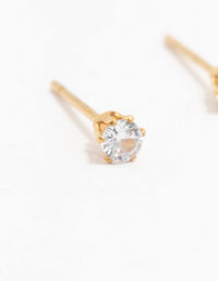 Waterproof Gold Plated Stainless Steel Cubic Zirconia Stud Earrings 3 MM - link has visual effect only
