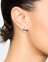 Waterproof Stainless Steel Wide Huggie Earrings - link has visual effect only
