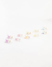 Kids Holographic Butterfly Silver Clip-On Earrings 5-Pack - link has visual effect only