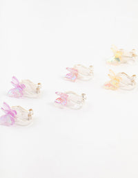 Kids Holographic Butterfly Silver Clip-On Earrings 5-Pack - link has visual effect only