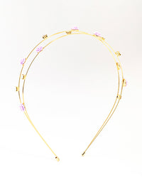 Gold Diamante Velvet Flower Multi Row Headband - link has visual effect only