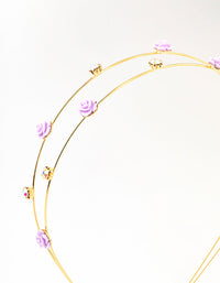 Gold Diamante Velvet Flower Multi Row Headband - link has visual effect only