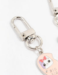 Kids Pink & Blue Sister Silver  Keyrings - link has visual effect only