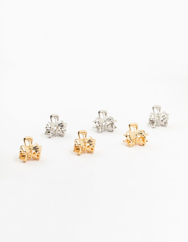 Mixed Metals Mini Bow Clips