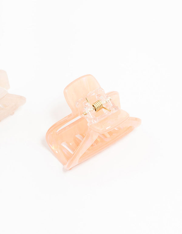 Small Pink & White Acrylic Shaped Claw Clips 4-Pack