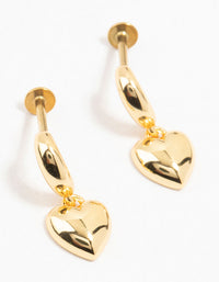 Gold Plated Surgical Steel Heart Drop Flat Backs 2-Pack - link has visual effect only
